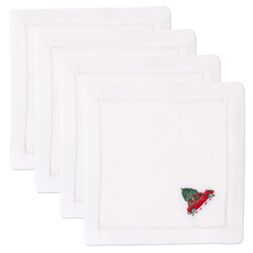 Christmas Tree Car Cocktail Napkins, Set of 4