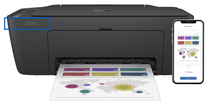 Impresora modelo HP DeskJet Ink Advantage 2774