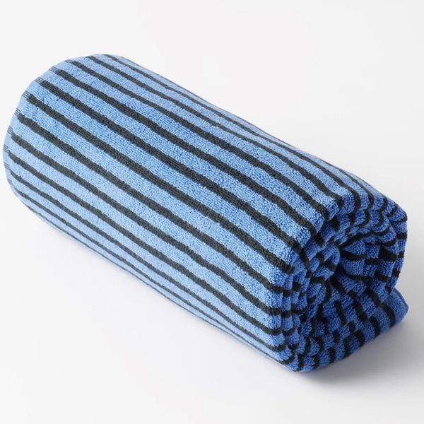 Tekla Blue Striped Organic Cotton Bath Sheet