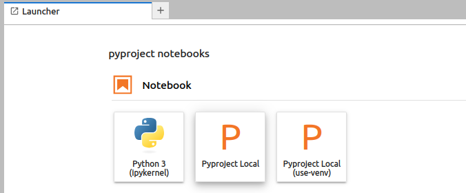 screenshot of notebook launcher