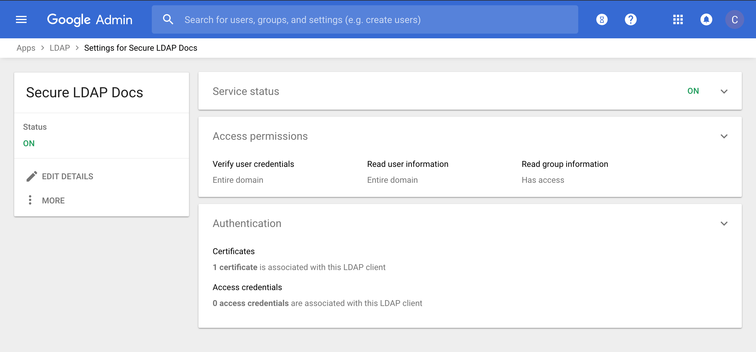 Image of LDAP Clients Settings