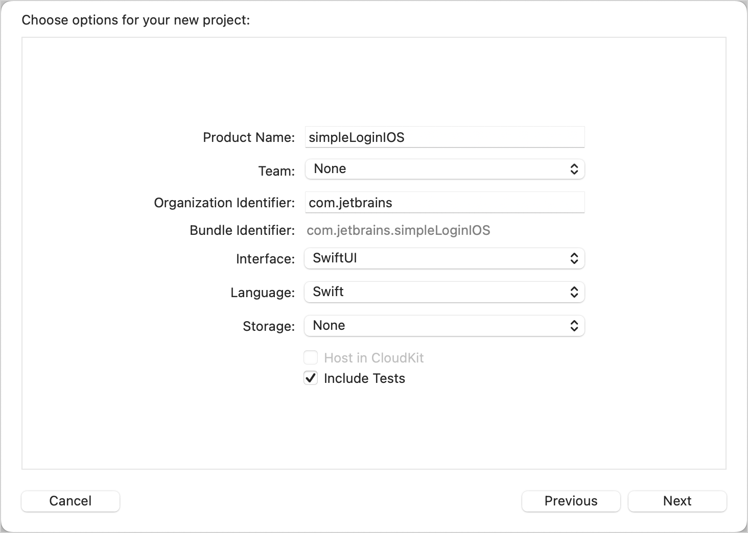 iOS project settings