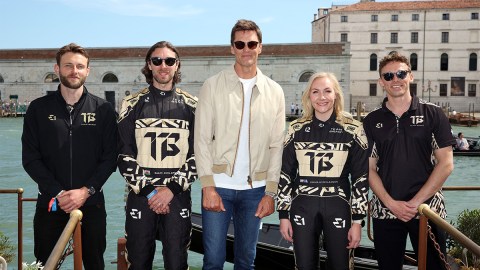 Ben King, Sam Coleman, Tom Brady, Emma Kimilainen and Joe Sturdy attend the E1 Venice GP 2024 at Hotel St Regis on May 10, 2024 in Venice, Italy.