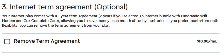 Not signing the term agreement will cost you $10/month