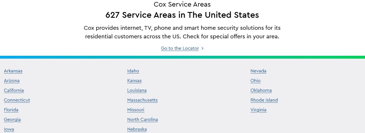 States with Cox cable internet service