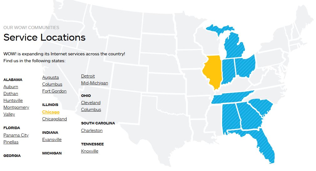 States with WOW internet