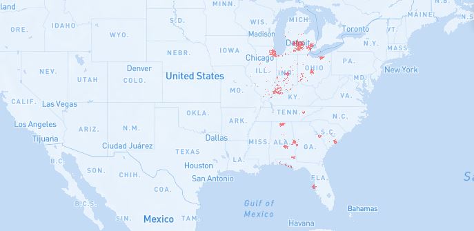 WOW cable internet coverage map