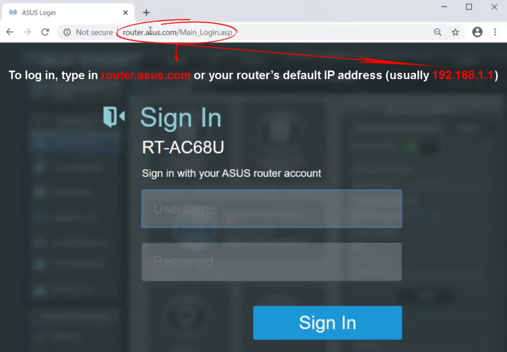 log in to your Asus router