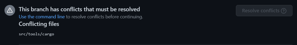 conflict in src/tools/cargo