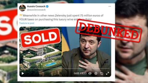 Several influencers with close ties to the Kremlin have accused Ukrainian President Zelensky of buying Sting’s villa with international aid money. It turns out, this a false - though oft repeated - story. © X