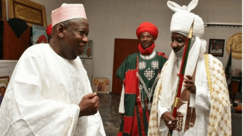 Tsohon gwamnan jihar Kano Abdullahi Ganduje da Sarkin Kano Muhammadu Sanusi II.