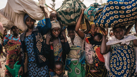 During an offensive by M23 rebels, families flee to the town of Sake in the DRC's North Kivu Province. Once they reach safety, they have to build a shelter and find food. 