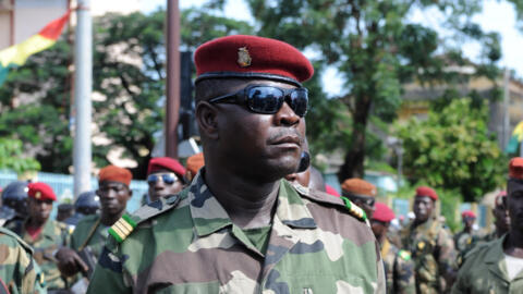 Jean-Claude Pivi, anayejulikana kama Coplan, hapa akiwa kwenye Place des Martyrs huko Conakry wakati wa sherehe za kuadhimisha miaka 51 ya uhuru, tarehe 2 Oktoba 2009.SEYLLOU DIALLO / AFP