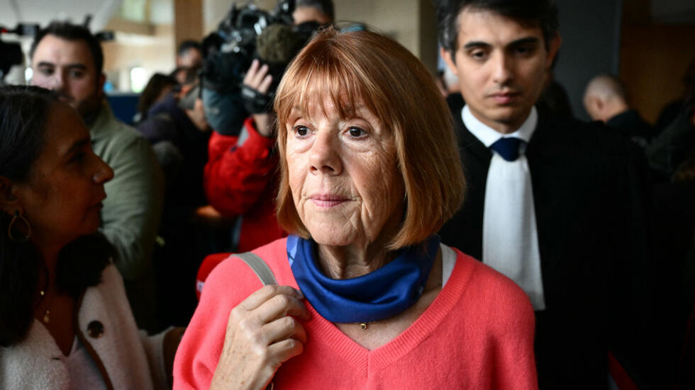 Gisele Pelicot and her lawyer outside the court in Avignon where her ex-husband is on trial for allegedly drugging her and inviting men to rape her at their home in the south of France, on 16 September 2024.