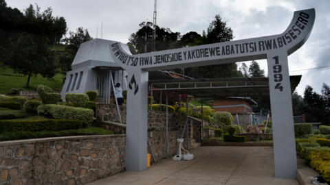 The entrance to the Bisesero Genocide Memorial, in Bisesero, western Rwanda, on 2 December 2020. The area was the site of a massacre in June 1994.