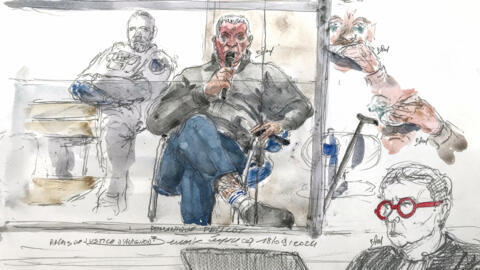 This court sketch shows Dominique Pelicot during his trial at the courthouse of Avignon on 17 September, 2024.