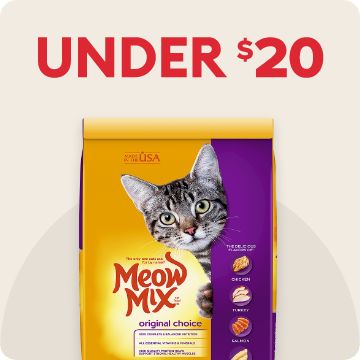 Under $20 message and a bag of dry cat food