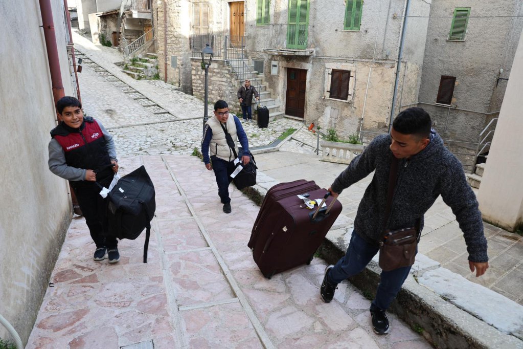 The Palestinian family, seen here, were welcomed in Polino on March 24, 2024 | Photo: ANSA/GIANLUIGI BASILIETTI