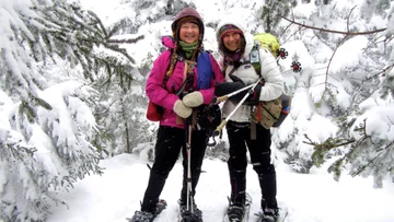 Marianne and Janis Winter Hiking