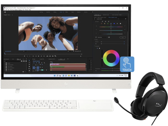 HP Envy Move 23.8 inch All-in-One Touchscreen Desktop PC 24-cs0001d + HyperX Cloud Stinger 2 Core Gaming Headsets - 23.8-inch (60.45 cm) - Shell white (8T7Z6PA-BN1)