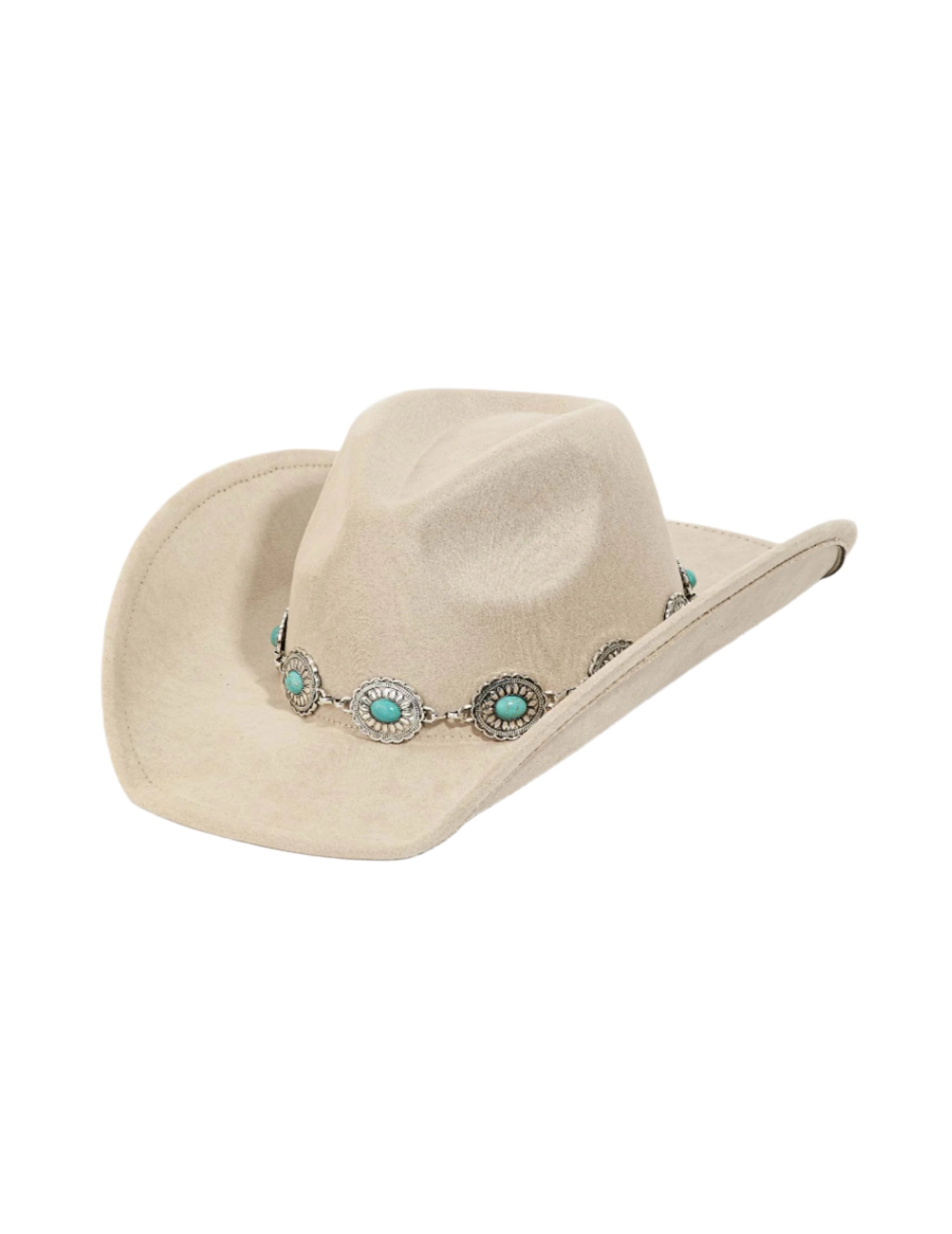 Turquoise Oval Stone Strap Cowboy Hat