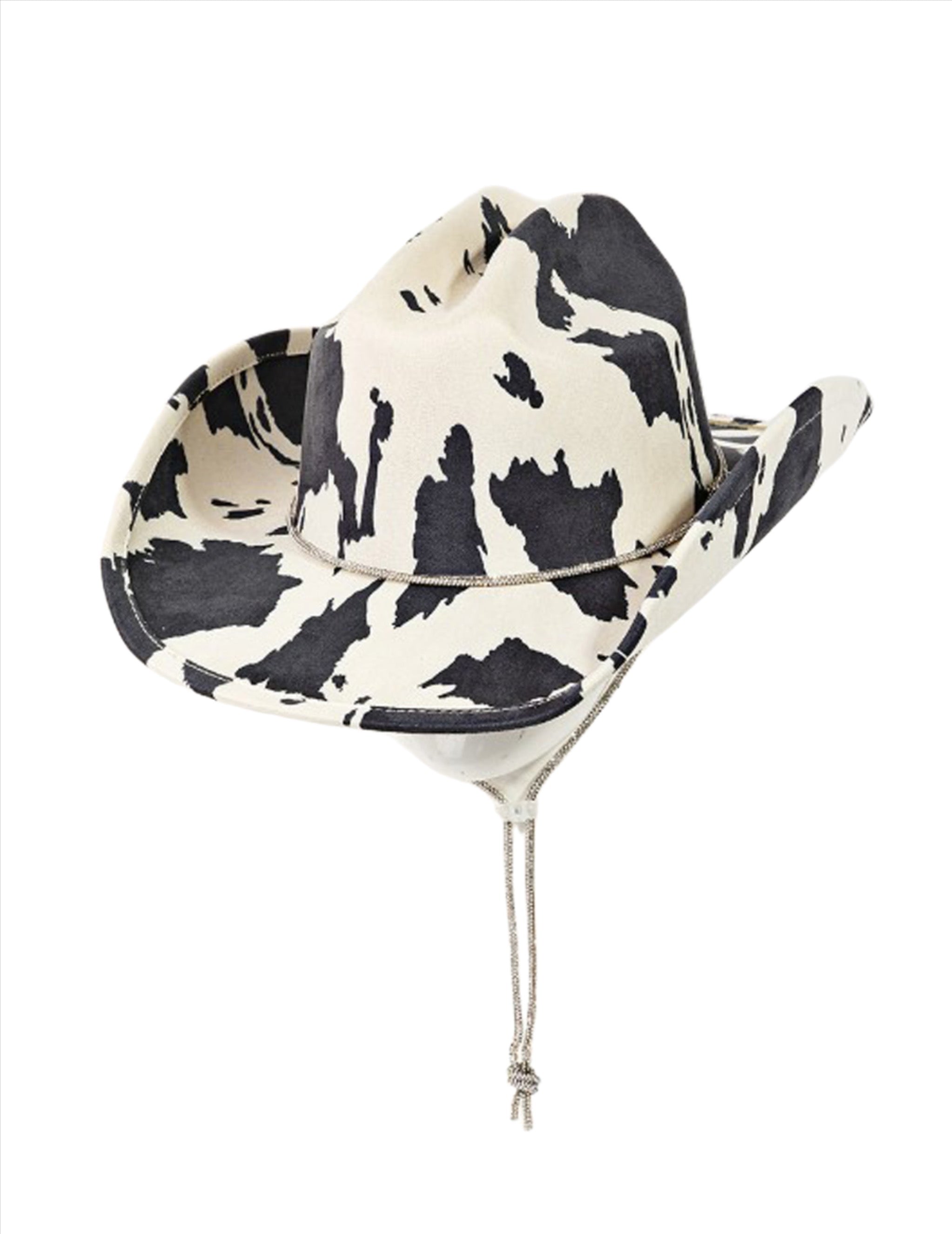 Cow Print Drawstring Cowboy Hat