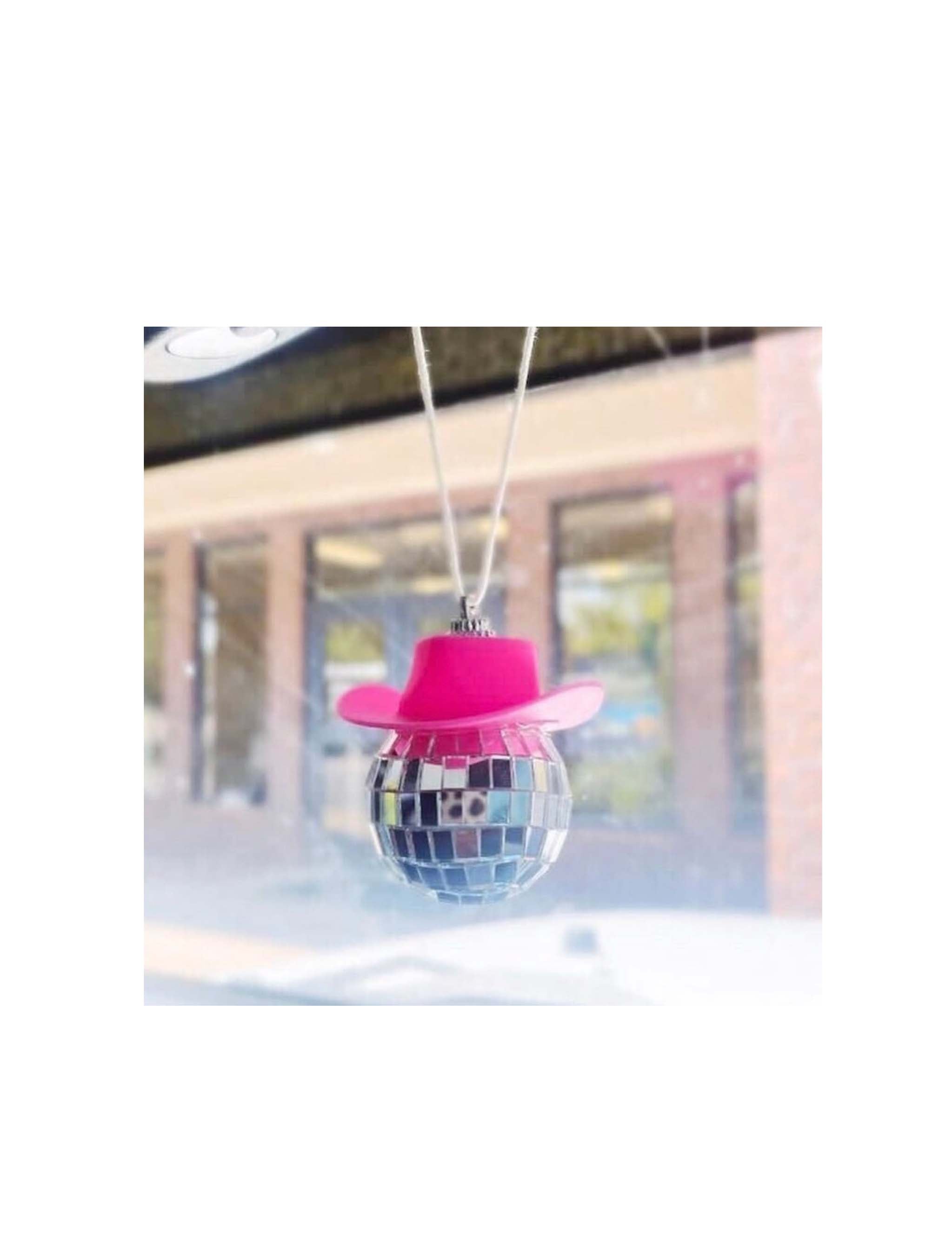 Cowboy Hat Disco Ball Car Charm