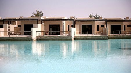 A view of private rooms at the Zulal Wellness Resort the northern Qatari city of Ruwais, 100 km from Doha, on March 14, 2022, 