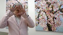 L'artiste britannique Damien Hirst lors d'une expo à Paris en 2021. 