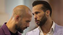 Andrew Tate (left) and his younger brother Tristan at the Court of Appeal in Bucharest, Romania, on 10 December, 2024. 