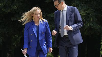 Giorgia Meloni y Mateusz Morawiecki, en una comparecencia conjunta.