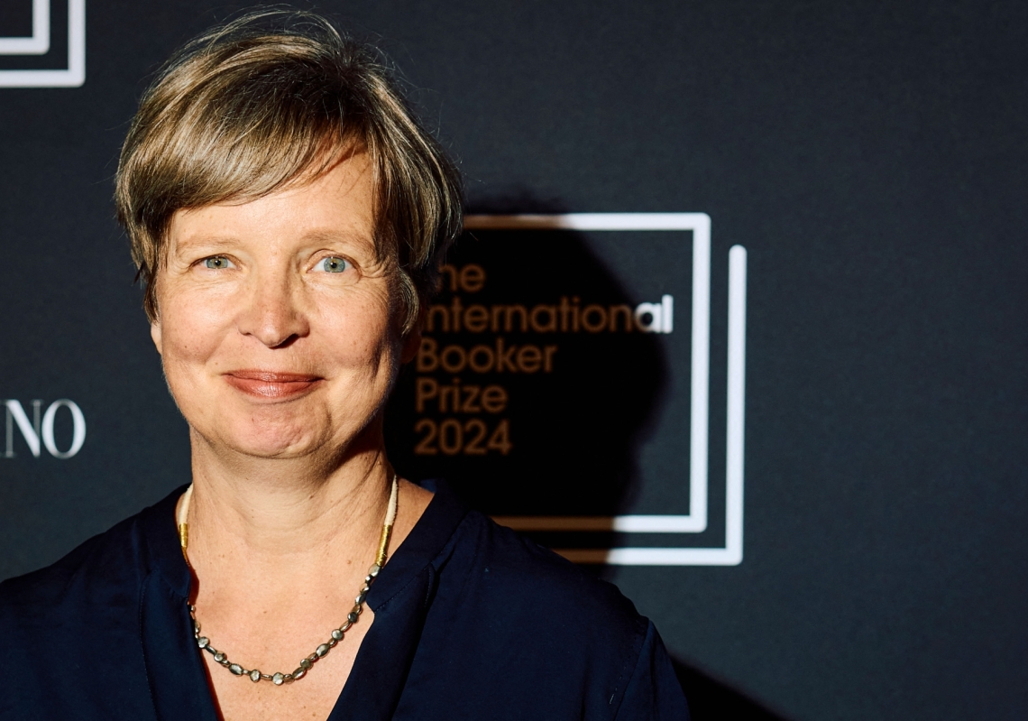 German writer Jenny Erpenbeck poses on the red carpet upon arrival for the 2024 International Booker Prize 2024 award announcement ceremony at Tate Modern in central London on May 21, 2024. 