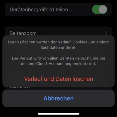 Viren auf iPhone: Browser-Verlauf löschen 4