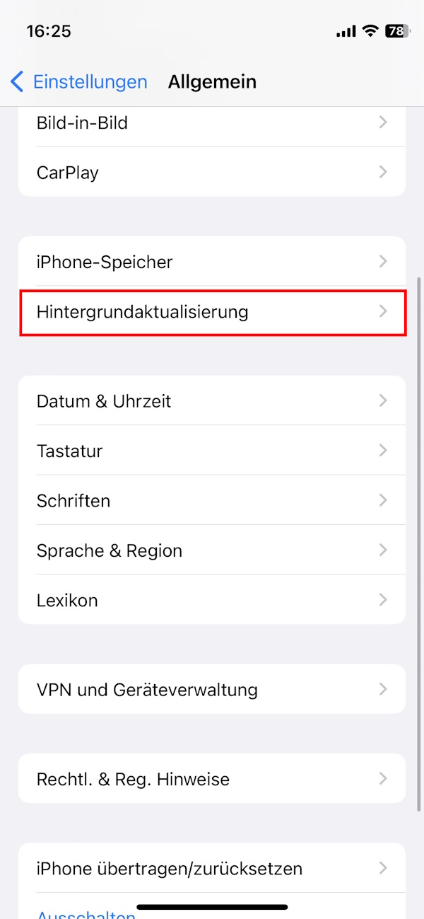 Allgemeine Einstellungen beim iPhone