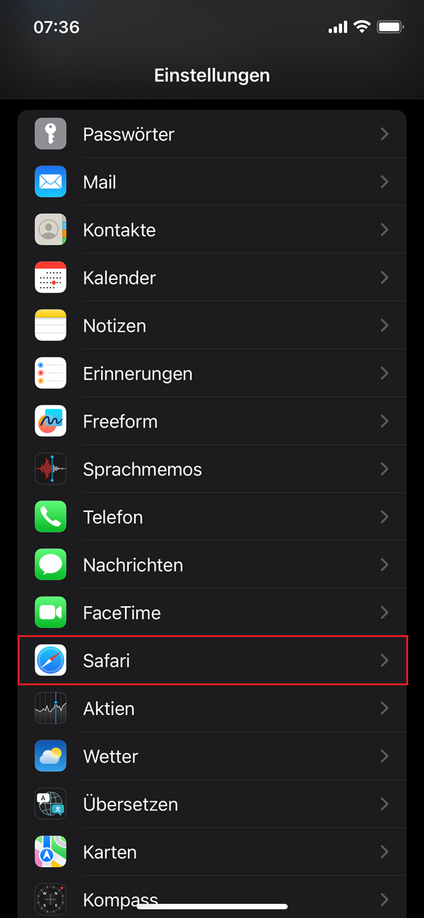 iPhone Einstellungen