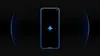 A smartphone with a glowing, four-pointed star on its screen. Blue light emanates from the sides of the phone.