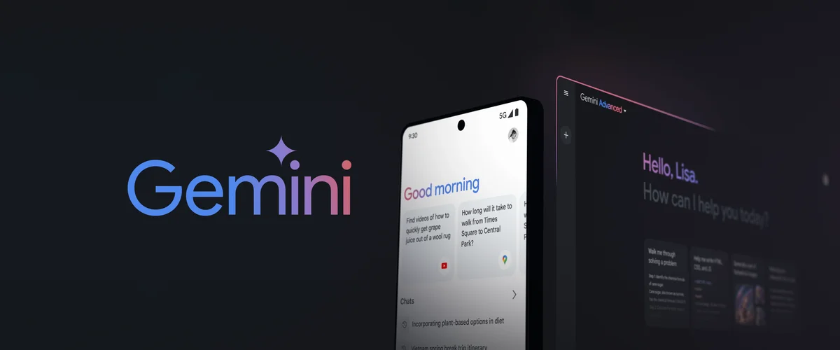 A graphic says "Gemini" and shows two screens