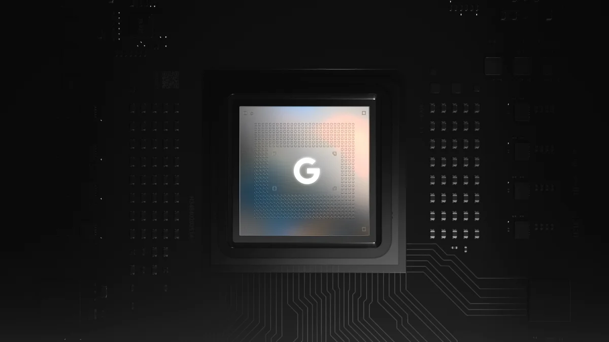 Image of a computer chip against a black background. The chip has a "G" on it.