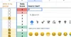 A screenshot of emoji smart chip selections in a Google sheet.