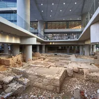 A view of the excavation area beneath the museum, where visitors can marvel at the remains of the structures of the Acropolis and step into 2,500 of history.