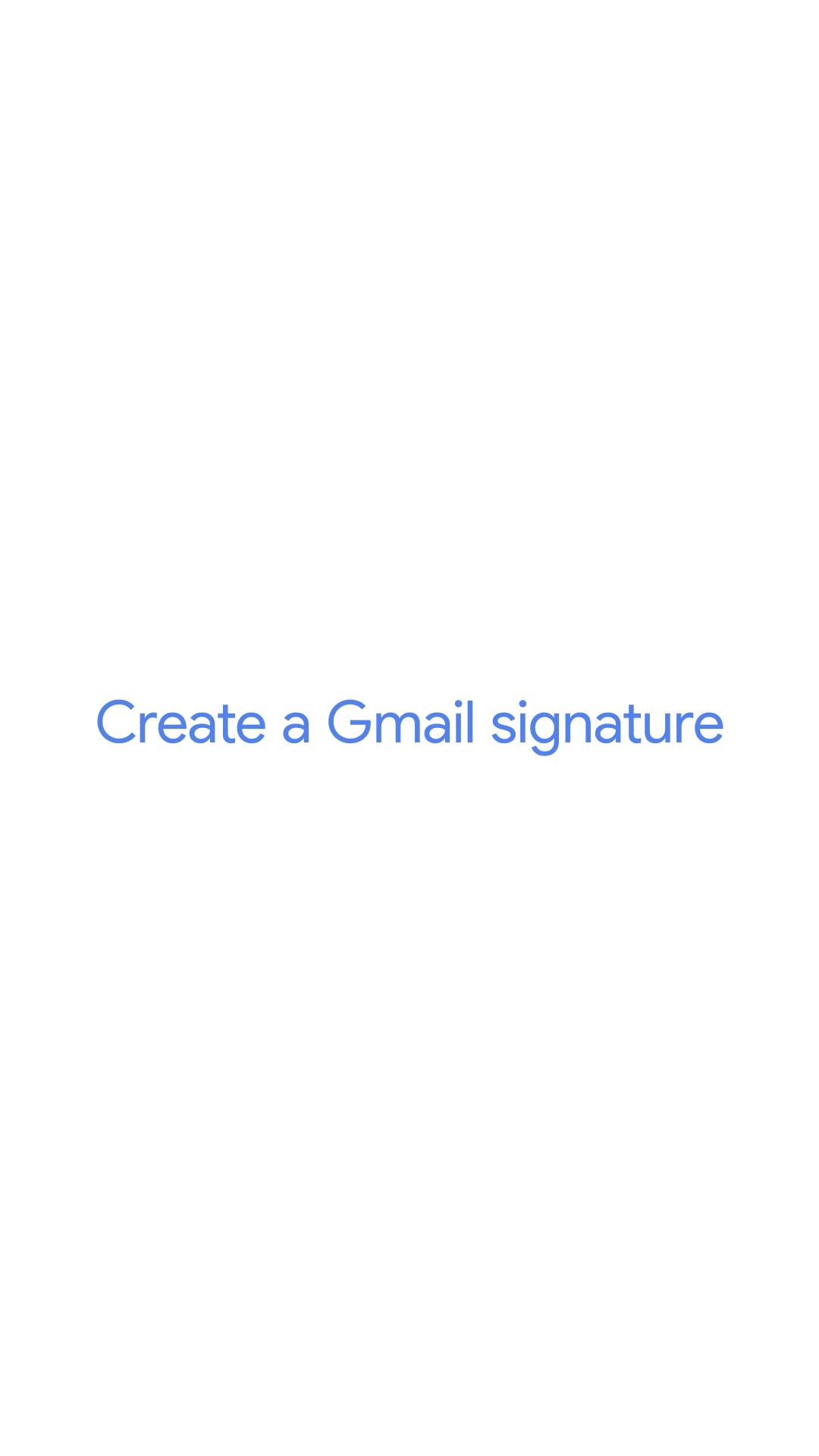 An animation showing how to create a Gmail signature on iOS