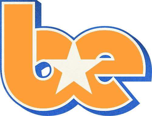 BE orange logo with white star