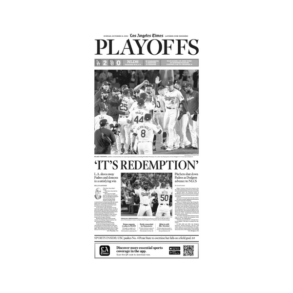 Playoffs ‘It’s Redemption:’ Dodgers sports section 10/13/24