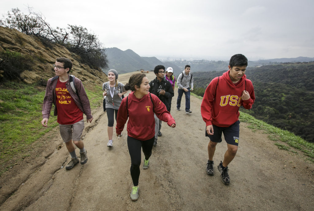 USC students enjoying the outdoors on a hike