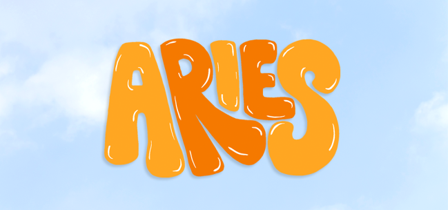 The word "Aries" over a cloudy background