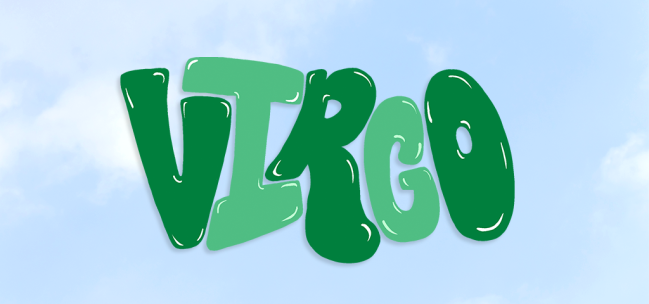 The word "virgo" on a clouded background