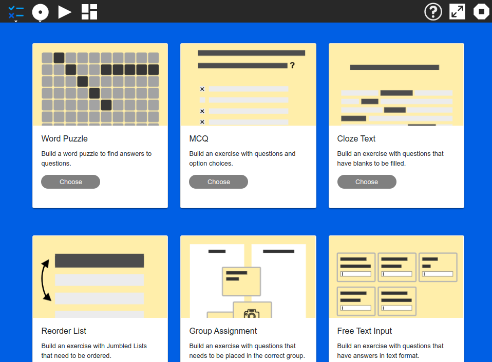 Exerciser: the Sugarizer exercise creation tool