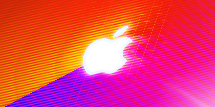 pink and orange Apple logo