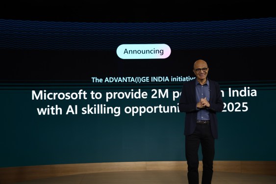 Nadella at Microsoft's Mumbai event on Wednesday.