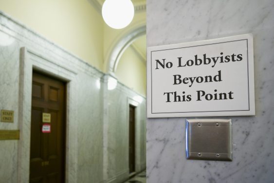 No Lobbyists sign